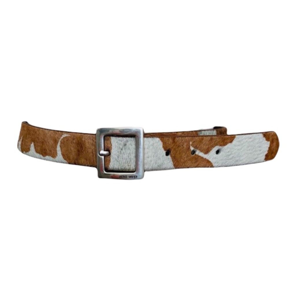Nine West Women’s Size Large Calf Hair Belt with Silver Buckle